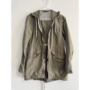 Eddie‎ Bauer Lightweight Hooded jacket Women XS Olive Green Drawstring Waist
